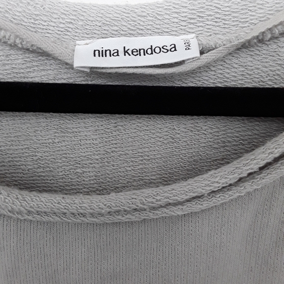 Paris Lace Shoulders Sweatshirt Top High Low M L - Picture 6 of 7